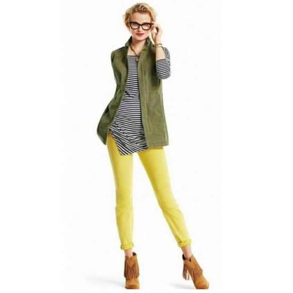 CAbi Striped Round Neck Asymmetrical Top Sz M - Picture 1 of 5